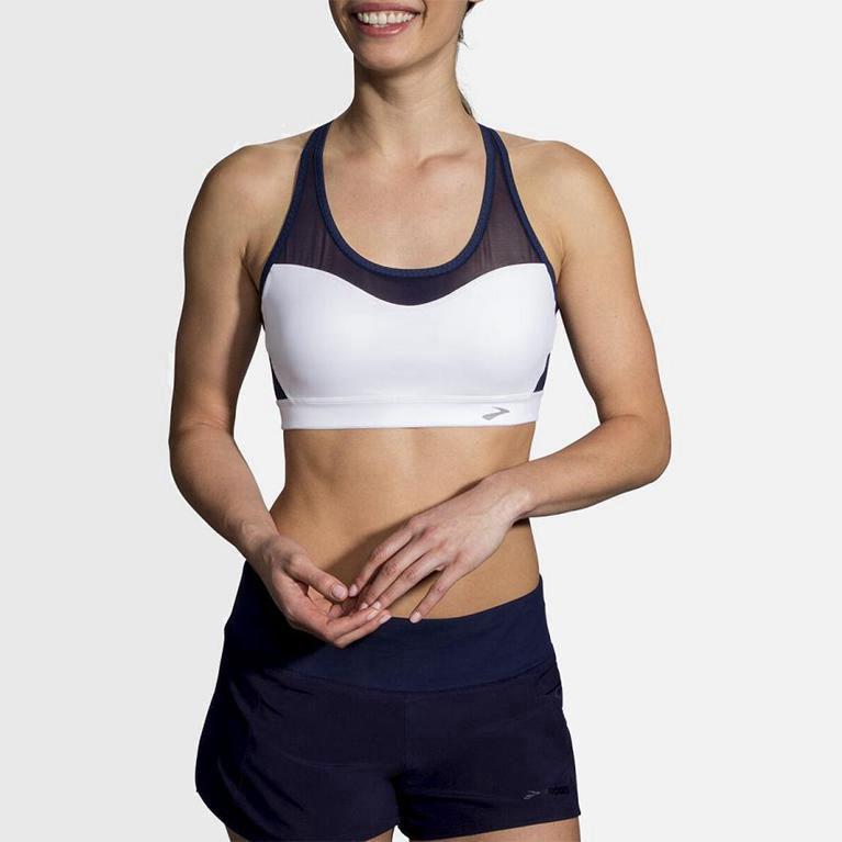 Brooks Fastforward Crossback Israel - Women's Running Bra - White (40352-ZLQH)